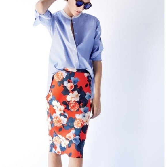 J crew shop floral pencil skirt